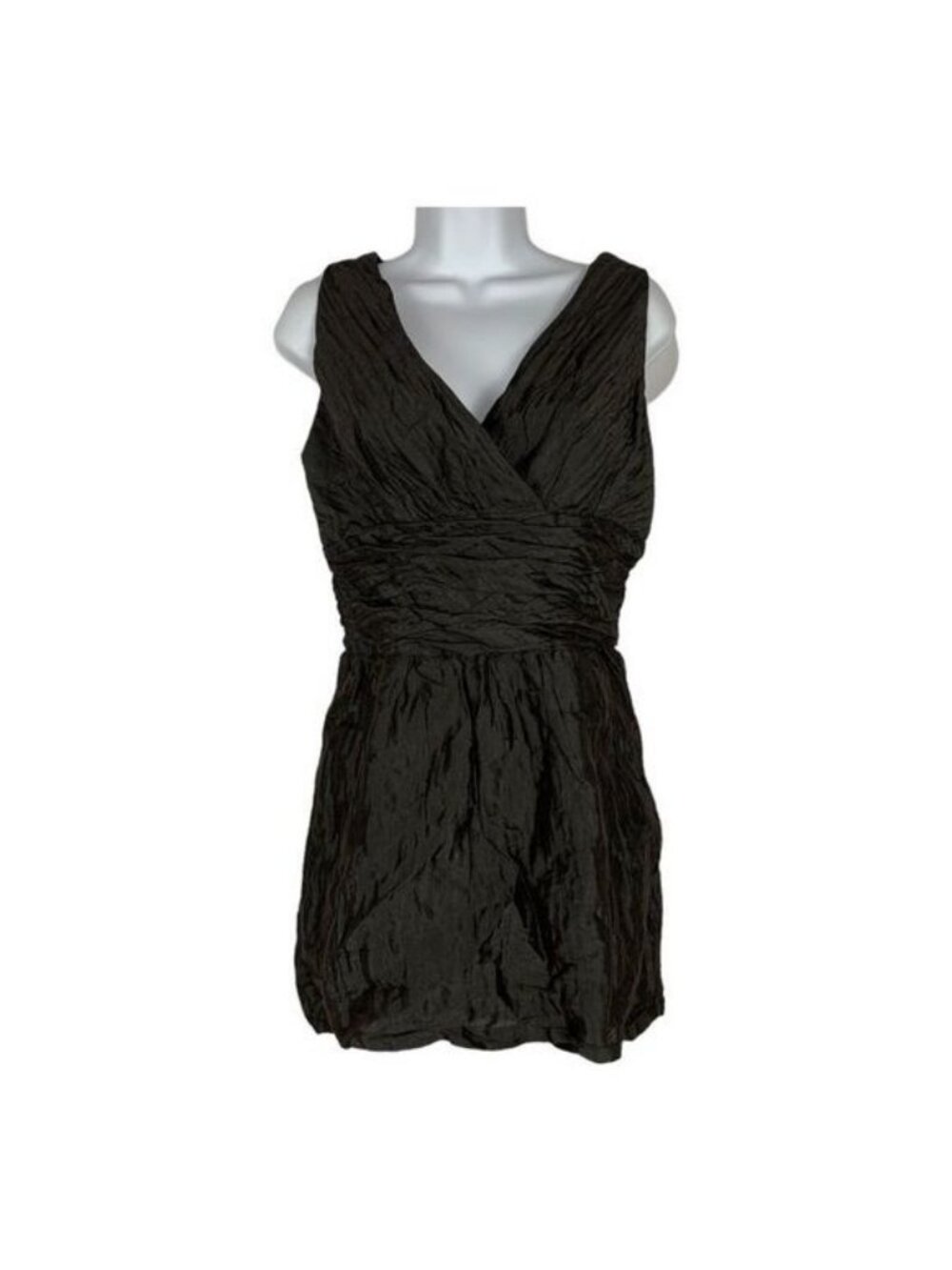 Kay Unger New York Womens Crinkle Sleeveless Wrap Dress Black Size 8 Silk